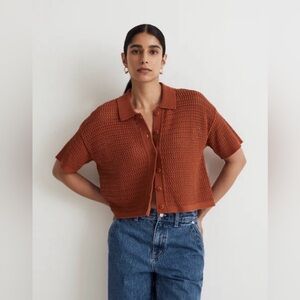 Madewell Crochet Button Down Sweater Tee